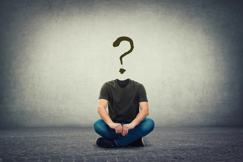 Picture of man with a questionmark as a head